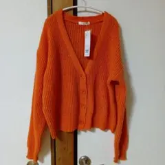 Samansa Mos2 blue オレンジ カーディガン