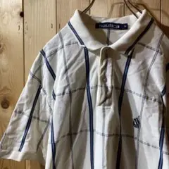 ss4449 nautica ノーティカ 半袖 ポロシャツ チェック 白 紺 M
