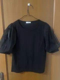 アベイル シアーパフスリーブ リボン付き 半袖Tシャツ ブラックMのサムネイル