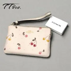 COACH　コーチ　ポーチ　チェリー柄　アイボリー　PVCレザー　C1893