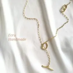 オーバルマンテルバックルリングゴールドフィガロロングネックレス