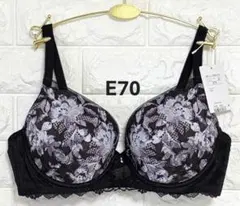 トリンプ　レッドレーベル0121　クチナシの花と蕾　ブラジャー　黒　E70のサムネイル