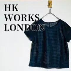 HK WORKS LONDON　メッシュカットソー　半袖　透け感　ネイビー　Mのサムネイル
