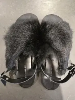 試着のみ FABIO RUSCONIファーサンダル黒36