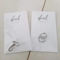 SHEIL ねじれフープピアス ドロップピアス シルバー 2点セット