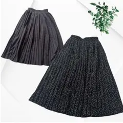 美品 オリーブデオリーブ リバーシブル プリーツスカート 2way ドット 黒のサムネイル
