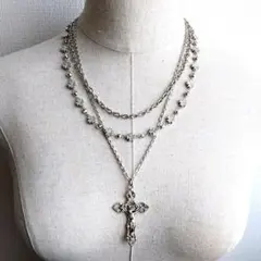Y2K フェアリーグランジ ネックレス クロス 十字架 3連 グランジ 3way