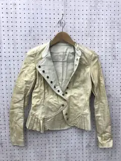 ネオグランジ古着　ダスティーメタリック　フリル　ゴシックデザインレザージャケット