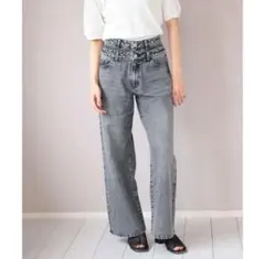 グリーンパークス ELENCARE DUE Wウエストデニムパンツ F