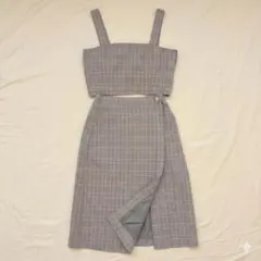 Sens de vie チェック柄セットアップ Mサイズ ビスチェ＆スカート