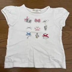 110cm(実際小さめ) moo non non 半袖Tシャツ リボンモチーフ