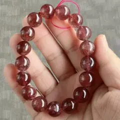 天然石　ストロベリークォーツ　12.5mm 水晶ブレスレット