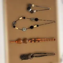 【4本セット】エスニック アジアン ネックレス ウッドビーズ天然素材風➕おまけ付