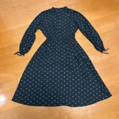 earth music&ecology ブラック 花柄 ロングワンピース