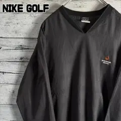 NIKE GOLF　ナイキ ナイロンプルオーバー ピステ　刺繍ロゴ 黒　メンズM