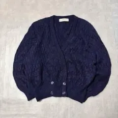 90s UK製 St Michael モヘア ニットカーディガン ケーブル編み