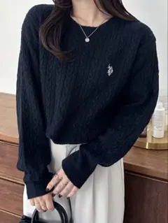 U.S.POLO ASSN.ワンポイントケーブルニット