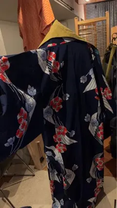 紺色 花柄 浴衣