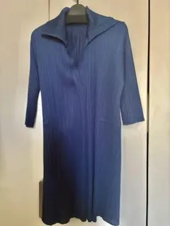 PLEATS PLEASEネイビー ストライプ ロングカーディガン - メルカリ