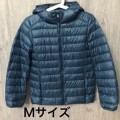 【美品】ライトブルー フード付き ダウンジャケット