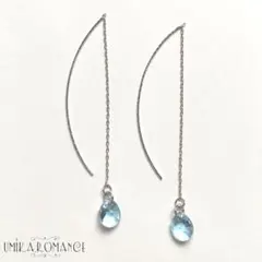 SALE！水色の雫 輝きアメリカンピアス★ハンドメイド