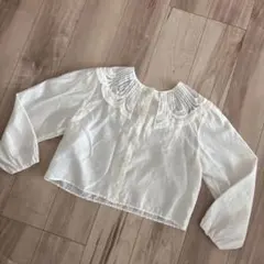 古着　mystic ミスティック　レース衿ショートシャツ　ブラウス　アイボリー