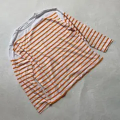 BONLECILL ボーダー Tシャツ 長袖 オレンジ コットン Fサイズ