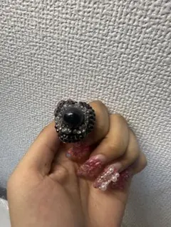 ブラックパール調 ストーン装飾 リング