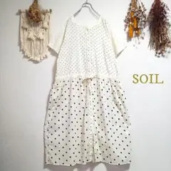ソイルSOILコットンマルチドットワンピース 半袖 白のサムネイル