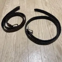 黒、ブラウンのレザー編み込みベルト　2個セット
