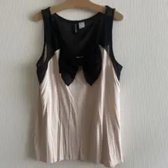 シアー切り替えリボン付タンクトップ