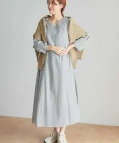 URBAN RESEARCH DOORS Vネックストライプフレアワンピース