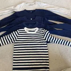 無印良品　長袖カットソー 120 ネイビー ストライプ　5枚セット