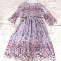 AnotherEdition　刺繍　花柄　インド製　カットソー　ワンピース