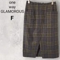 ワンウェイ グラマラス ミディ丈 タイトスカート F 灰色 ウール混 レトロ風