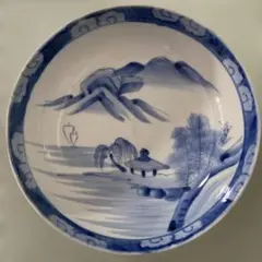 染付 山水画 大皿アンティーク