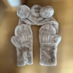 ミッキーマフラーキャップ ベージュ