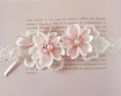 【new新作】ひな祭り♡初節句桜のベビーヘアバンド　初節句　お食い初め　お宮参り