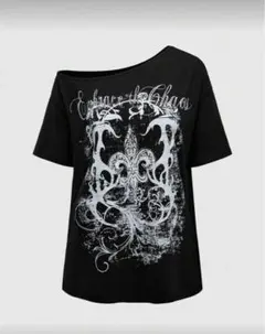 オフショルダー黒Tシャツ y2k