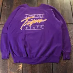 SP古着　カレッジスウェット　ルイジアナタイガース　USA　ラグラン　L 紫
