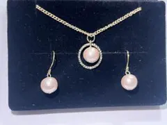 コットンパールピアス　ネックレス