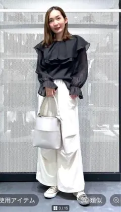 【LACOLE】　2WAYラッフルシアーブラウス