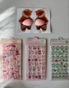 サンリオ3D硬いシール3枚➕ぷにぷにお腹シール柴犬2匹セット