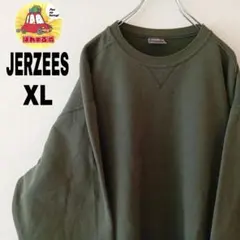USA古着 JERZEES スウェット　無地　モスグリーン　XL