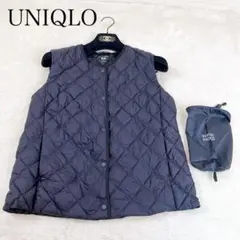 UNIQLO　パフテックキルティングベスト/ウォームパデッド 黒 収納袋付き