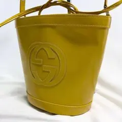 グッチ ショルダー バッグ デカロゴ 巾着 バケツ 2way イエロー 大容量のサムネイル