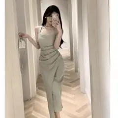 SHEIN ロングワンピース キャバドレス グリーン