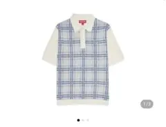 Supreme チェック　ニットポロシャツ Mサイズ　24SS