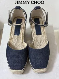 JIMMY CHOOジミーチュウ デニム アンクルストラップ ウェッジソール