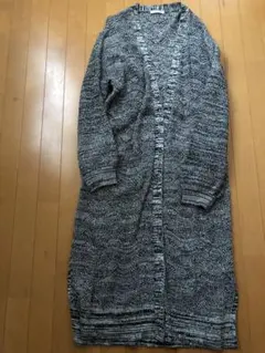 グレー ロングニットカーディガン￼